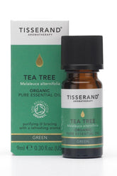 Tisserand Aromatherapy Tea Tree Essential Oil 9ml bottle and box for natural antibacterial skin health.
